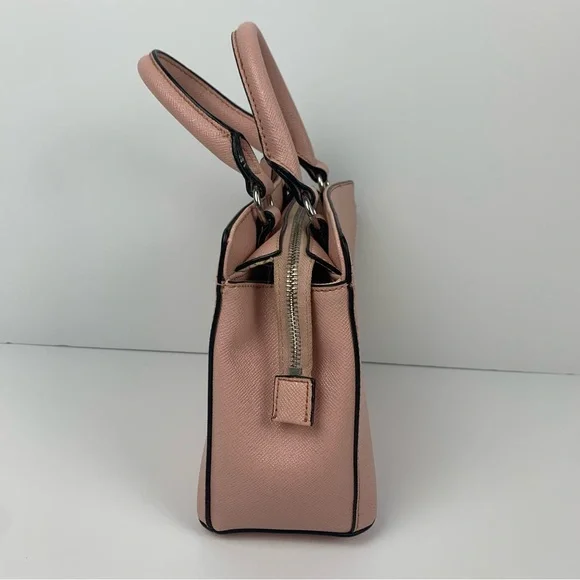 Guess Handbag Y2k Salmon Pink Double Handle Tote Satchel Bag PVC Purse - Picture 6 of 16